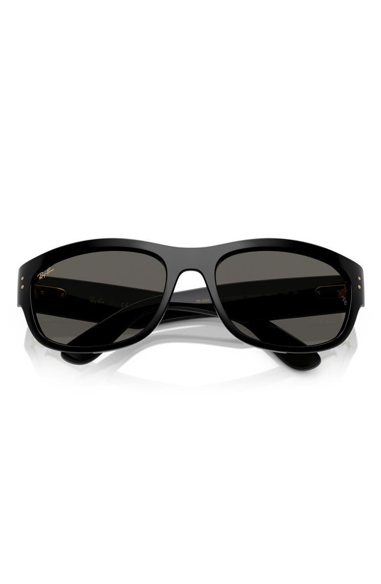 Ray-Ban x A$AP Rocky Blacked Out Mega Balorama 63mm Rectangle Sunglasses, Alternate, color, Black/ Dark Grey