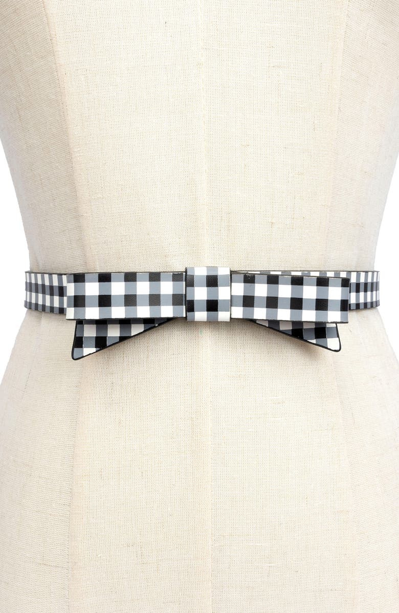 Kate Spade New York gingham bow belt, Alternate, color, Black