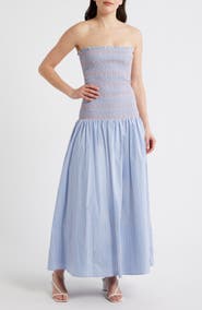 Line & Dot Eleni Smocked Strapless Maxi Dress