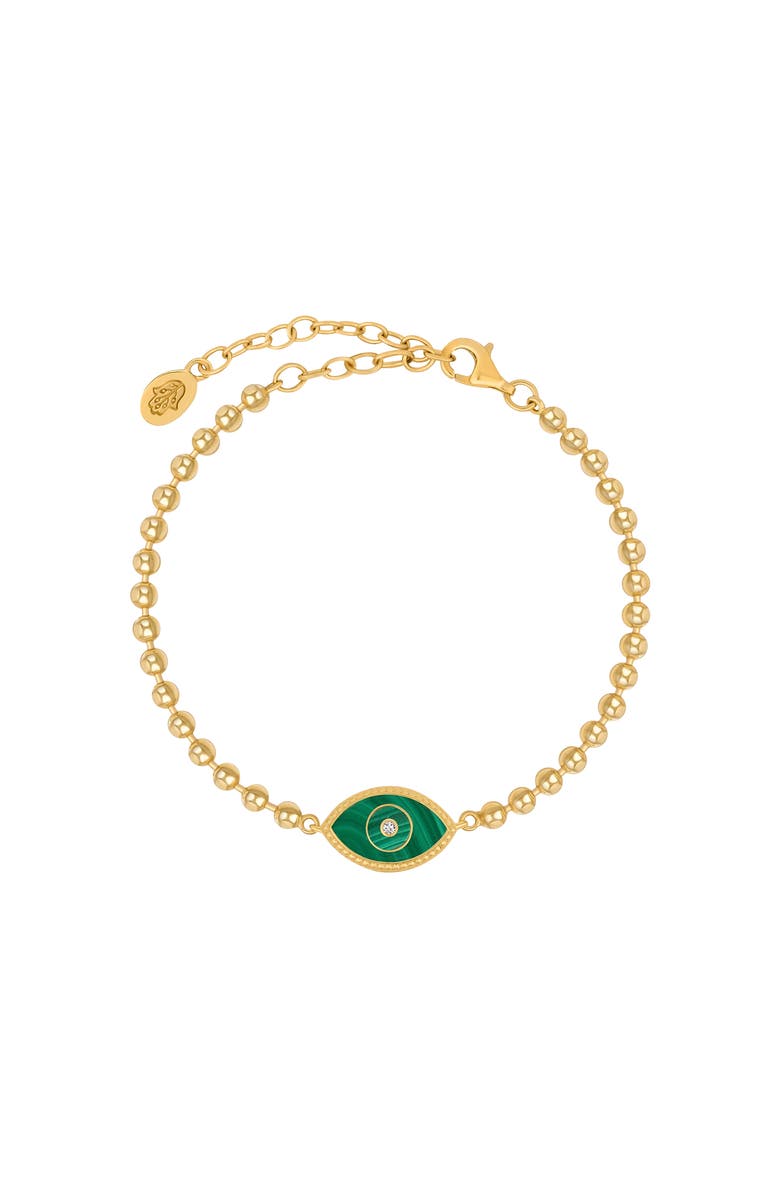 Karma and Luck Bright Soul Evil Eye Malachite Gold Bracelet, Main, color, Gold/Green