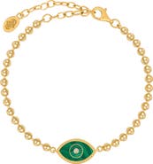 Karma and Luck Bright Soul Evil Eye Malachite Gold Bracelet