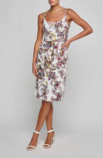 Ida Print Sleeveless Belted Stretch Cotton Dress