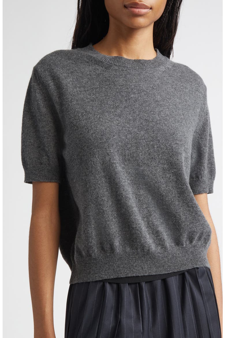 Short Sleeve Cashmere Sweater, Alternate, color, SMOKE MAYFAIR