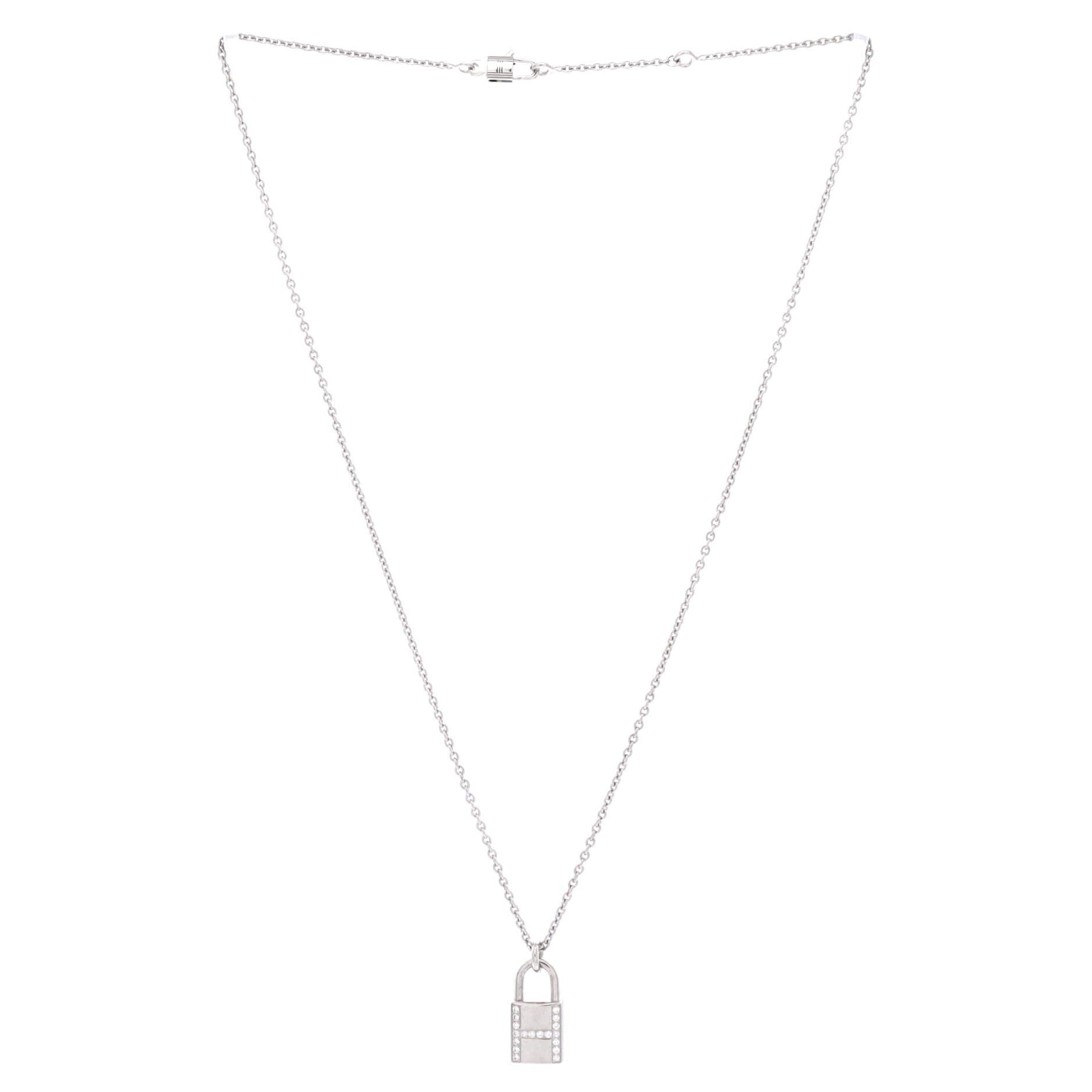 Amulettes Cadenas Pendant Necklace 18K White Gold with Diamonds, Alternate, color, Metallic Gold
