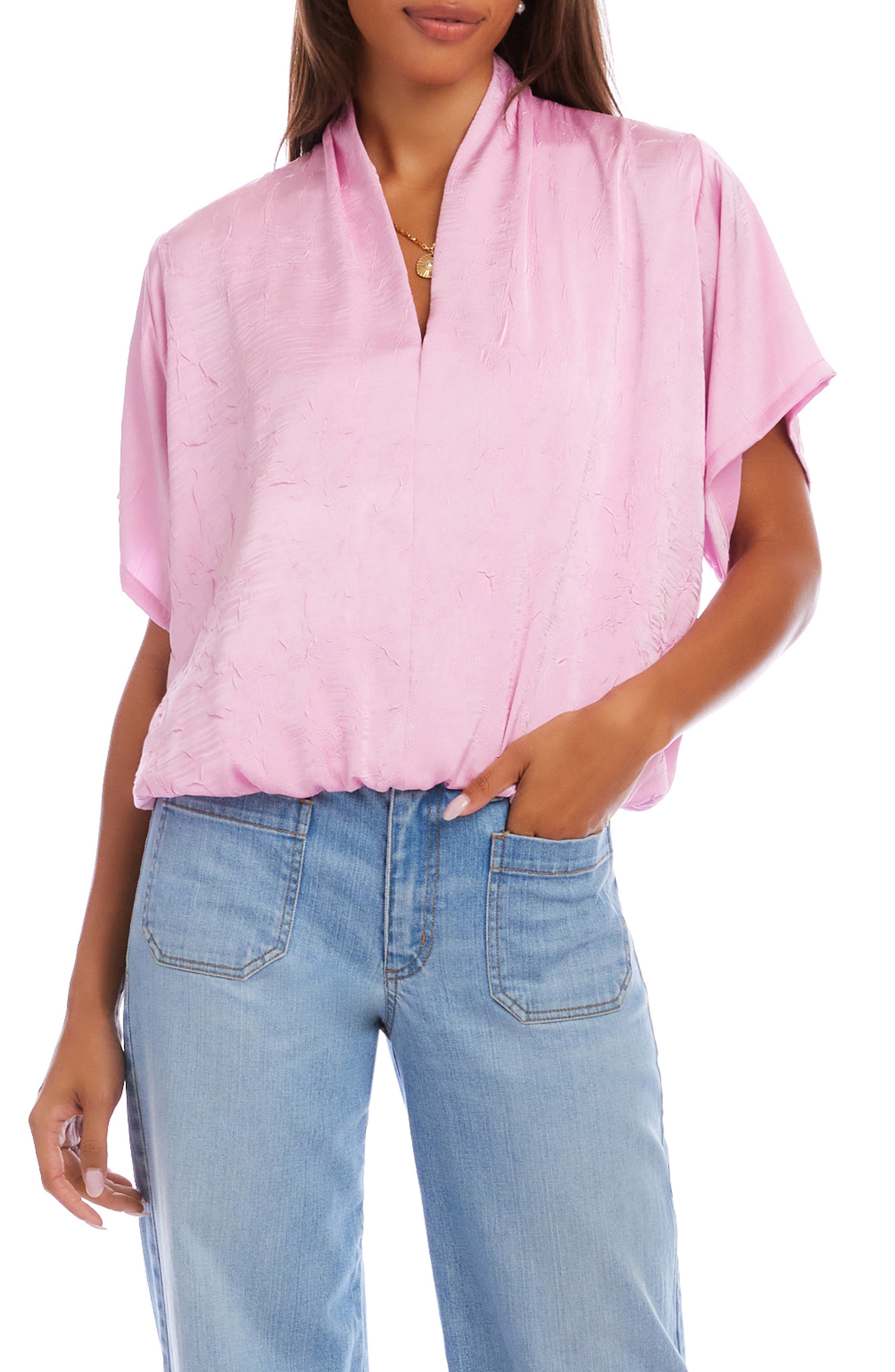 Crushed Satin V-Neck Top - image 3