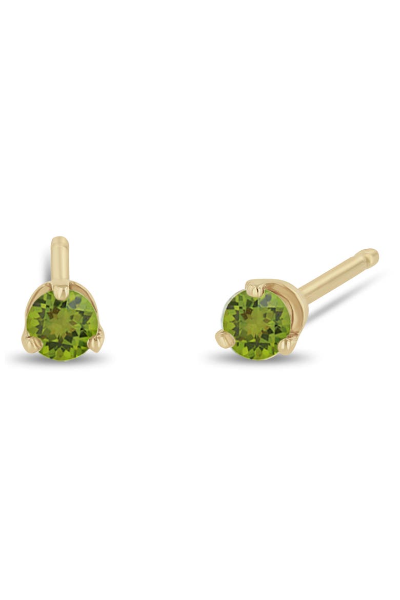14K Gold Stone Stud Earrings, Main, color, YELLOW GOLD/ PERIDOT