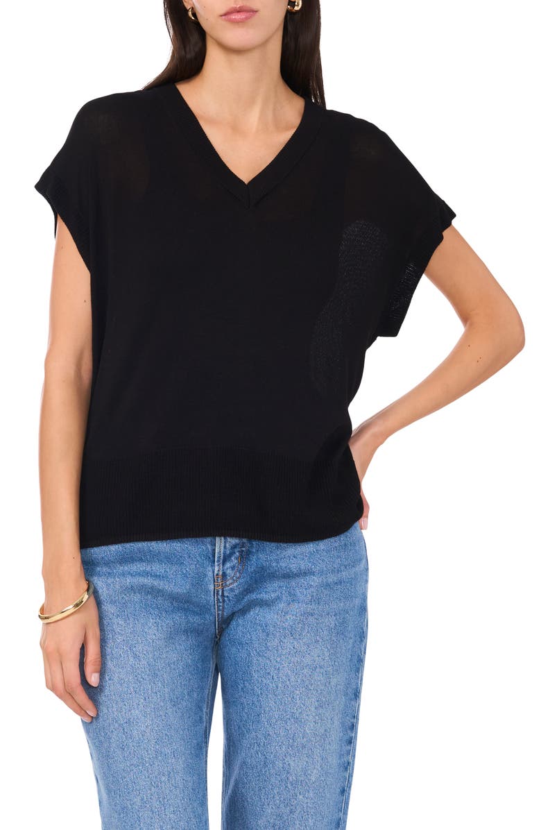 Vince Camuto Short Sleeve V-Neck Sweater, Main, color,