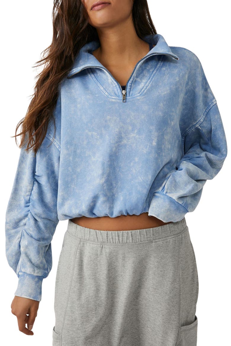 Valley Girl Half Zip Crop Sweatshirt, Main, color, CLOUDY WATERS