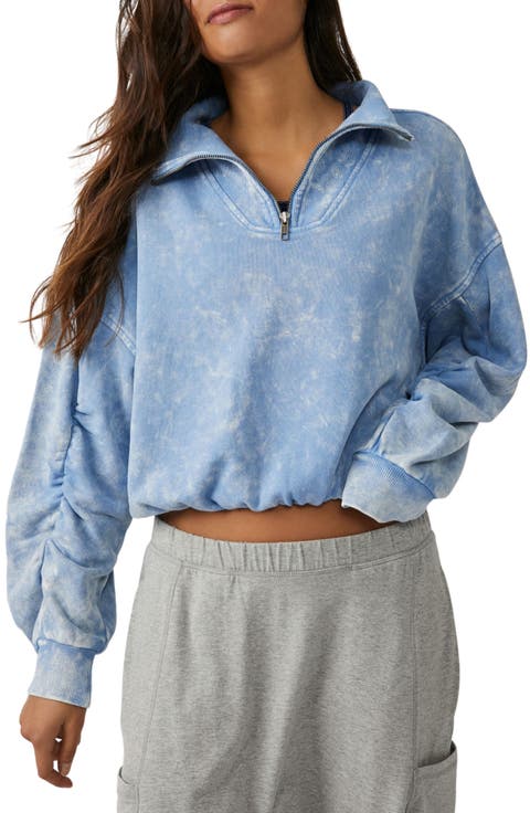 Valley Girl Half Zip Crop Sweatshirt