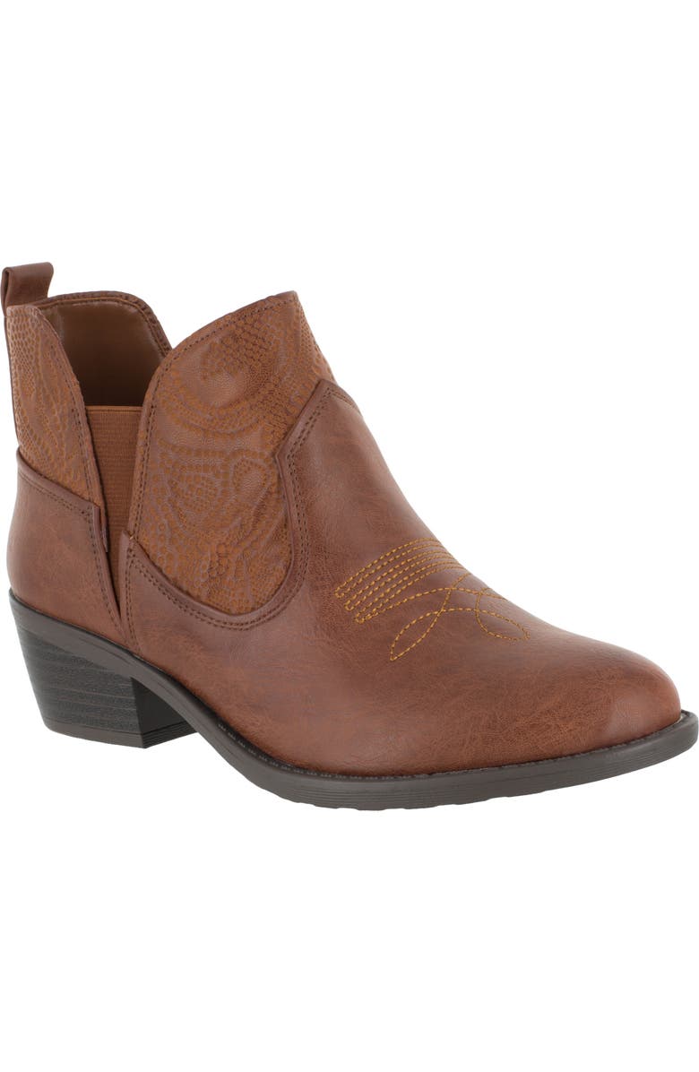 EASY STREET Legend Western Bootie - Multiple Widths Available, Main, color, Tan/Tan Embossed