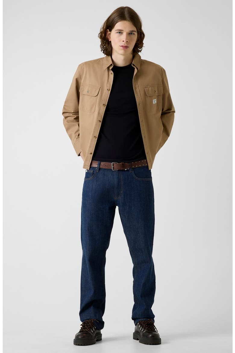 Boxy Cotton Shirt Jacket, Alternate, color, TAN