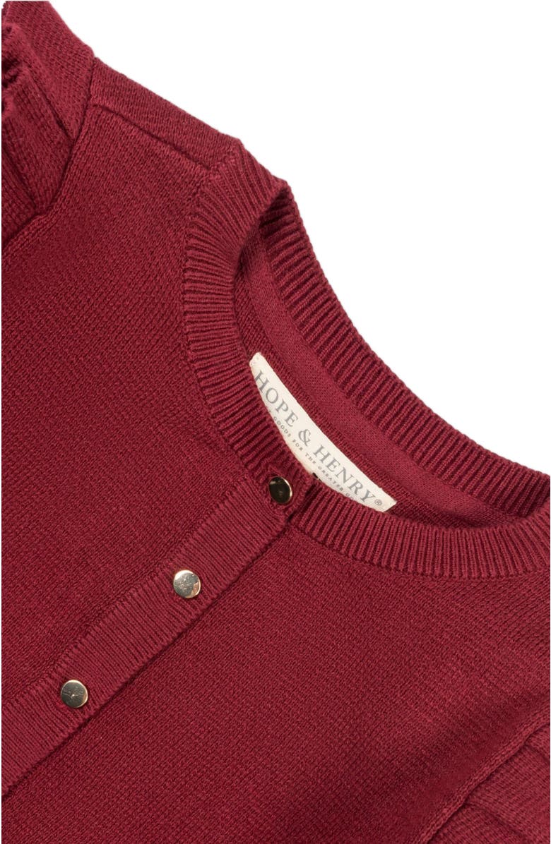 Hope & Henry Girls' Organic Milano Ruffle Cardigan, Kids, Alternate, color, Oxblood