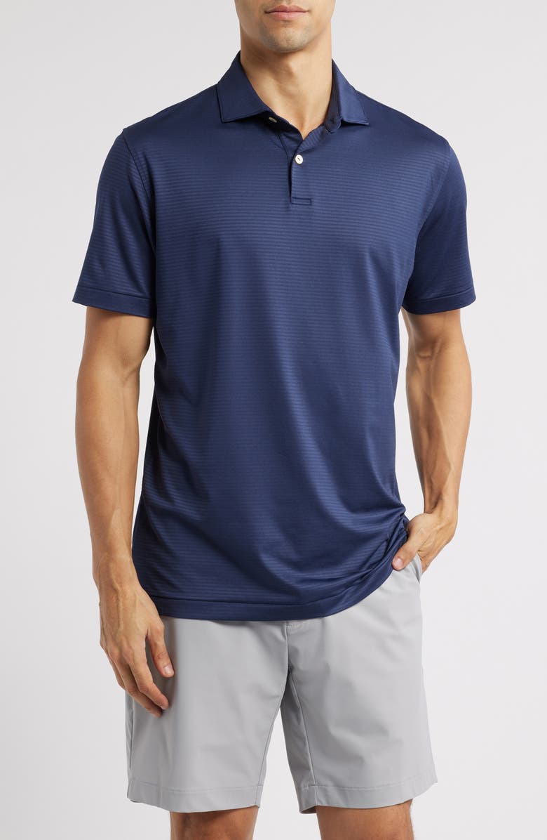 Peter Millar Empire Stripe Performance Jersey Polo, Main, color, Navy