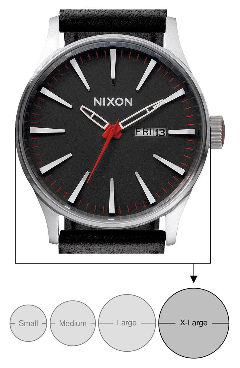 Nixon 'The Sentry' Leather Watch, 42mm, Alternate, color,
