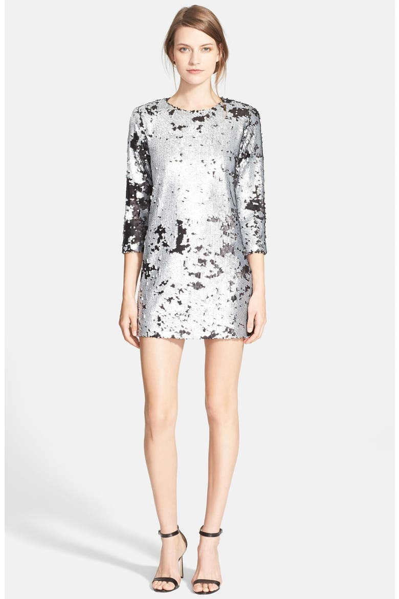 'Danya' Sequin Minidress, Main, color, PEWTER/ PLATINUM