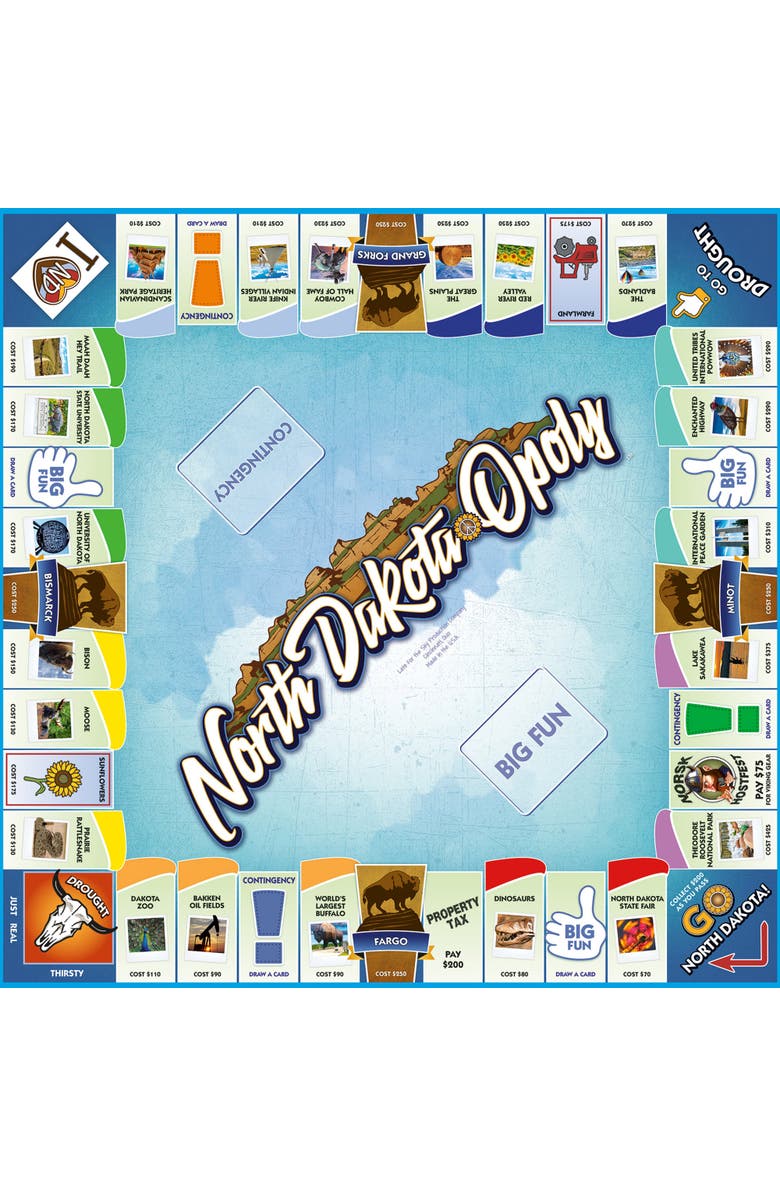 Late for the Sky North Dakotaopoly Monopoly Board Game, Alternate, color, Multicolored