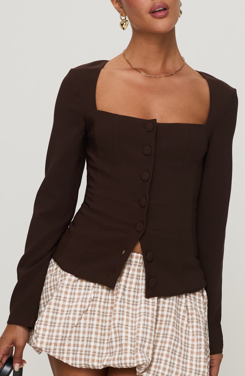 Princess Polly Gaskin Square Neck Button-Up Top, Main, color,