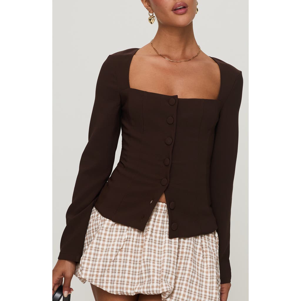 Princess Polly Gaskin Square Neck Button-up Top