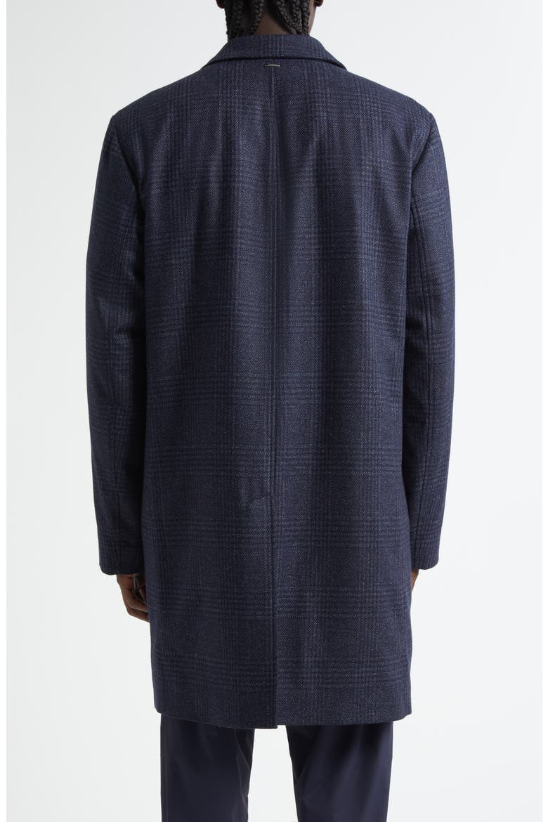 Glen Plaid Water Resistant Wool & Silk Tweed Topcoat, Alternate, color, BLUE NAVY