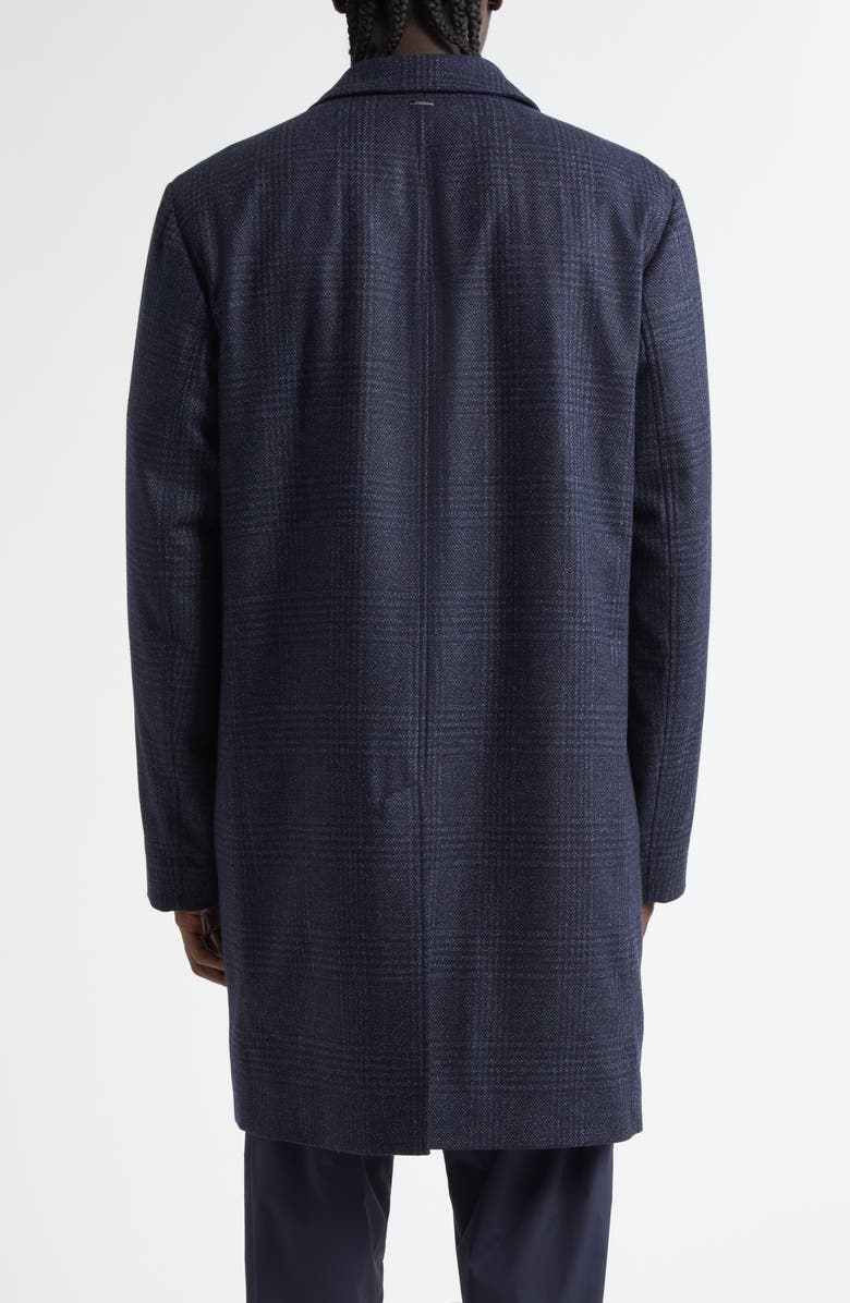 Herno Glen Plaid Water Resistant Wool & Silk Tweed Topcoat, Alternate, color, Blue Navy