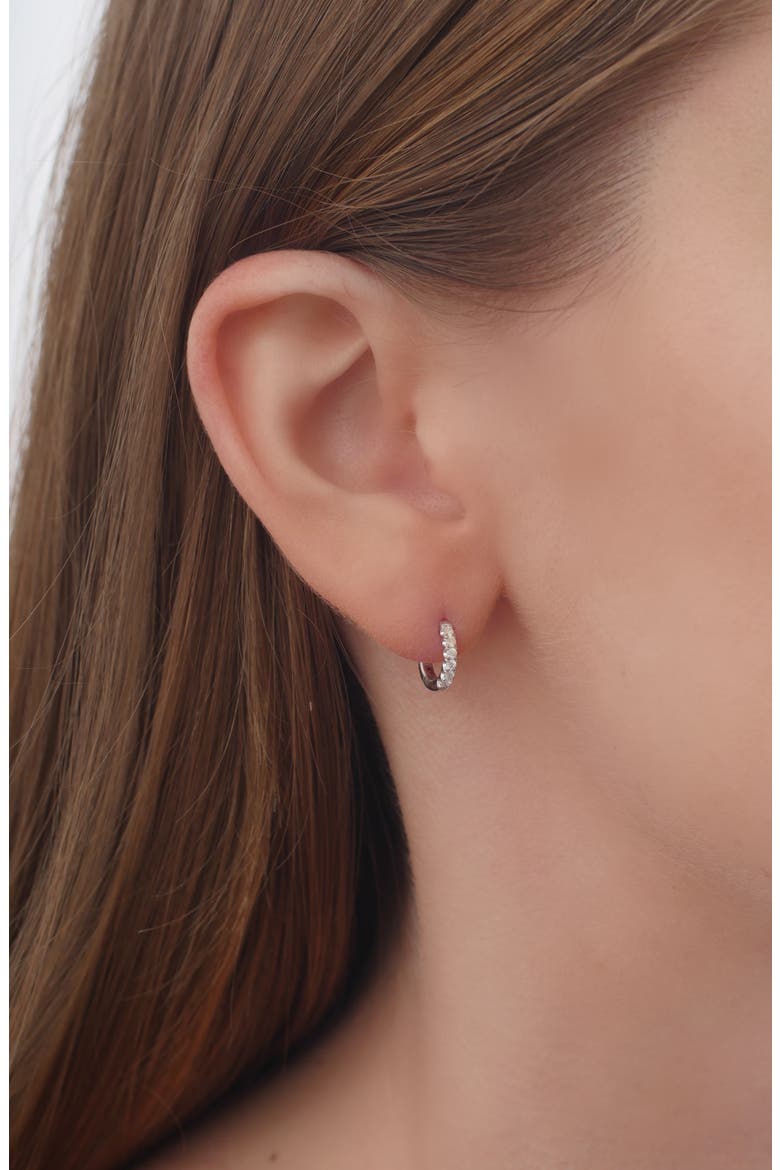 Audrey Diamond Huggie Hoop Earrings, Alternate, color, WHITE
