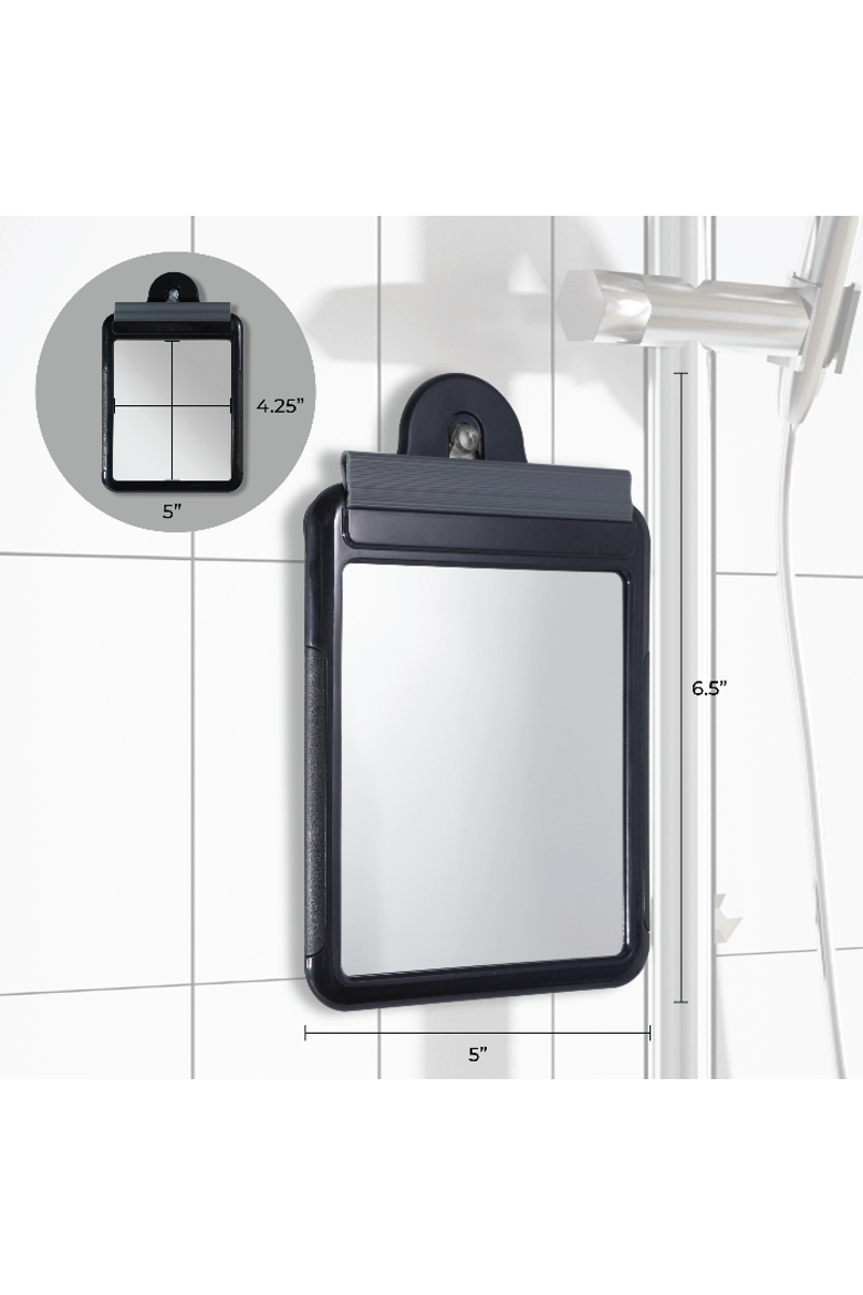 Fogless Shower Mirror for Travel with Suction Cup & Squeegee, Alternate, color, Black