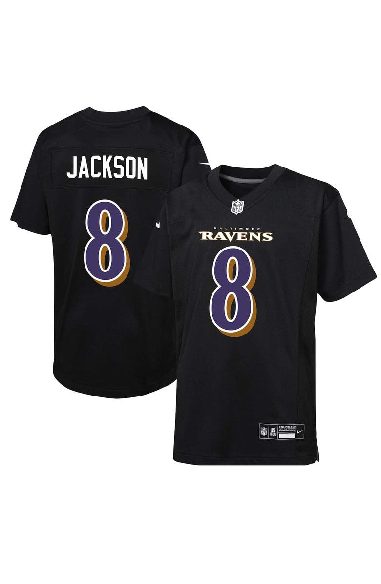 Nike Youth Nike Lamar Jackson Black Baltimore Ravens Fashion Game Jersey, Alternate, color, 