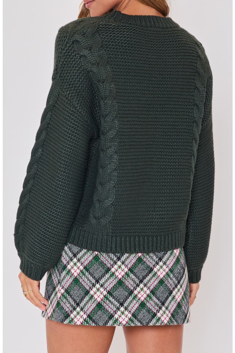 Pinecrest Cable Stitch Crewneck Sweater, Alternate, color, HUNTER GREEN