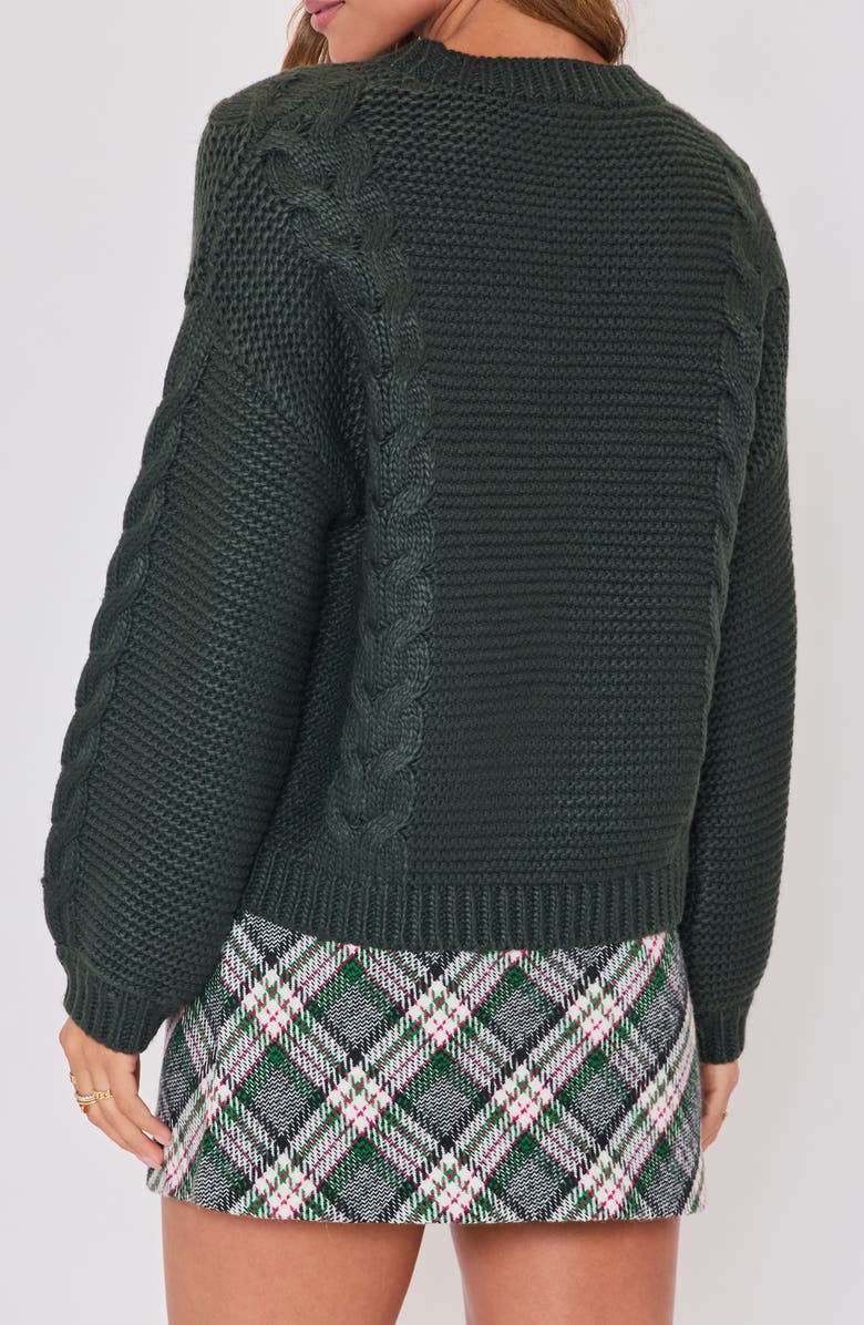 VICI Collection Pinecrest Cable Stitch Crewneck Sweater, Alternate, color, Hunter Green