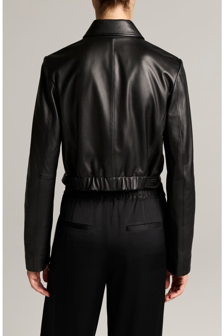 Crop Leather Jacket, Alternate, color, BLACK/ BLACK