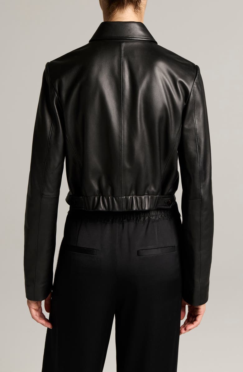 Vince Crop Leather Jacket, Alternate, color, Black/ Black