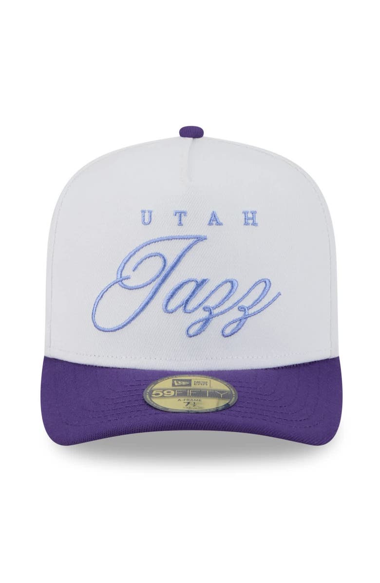 New Era Men's New Era White/Purple Utah Jazz 2025 NBA Draft A-Frame 59FIFTY Fitted Hat, Alternate, color, White