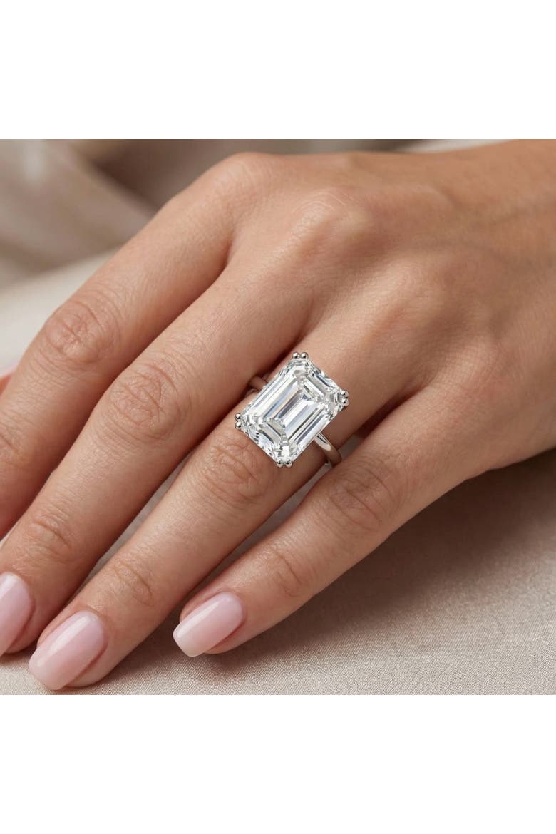 Certified 10Ct Emerald Cut Diamond Solitaire Engagement Ring 14k Gold Lab Grown, Alternate, color, 14k White Gold