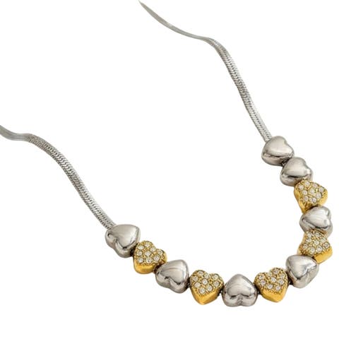 Sienna Waterproof Heart Teardrop Y-Necklace Two Tone