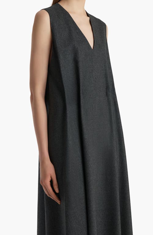 Khaite Syd Pleated Wool Midi Dress In Black