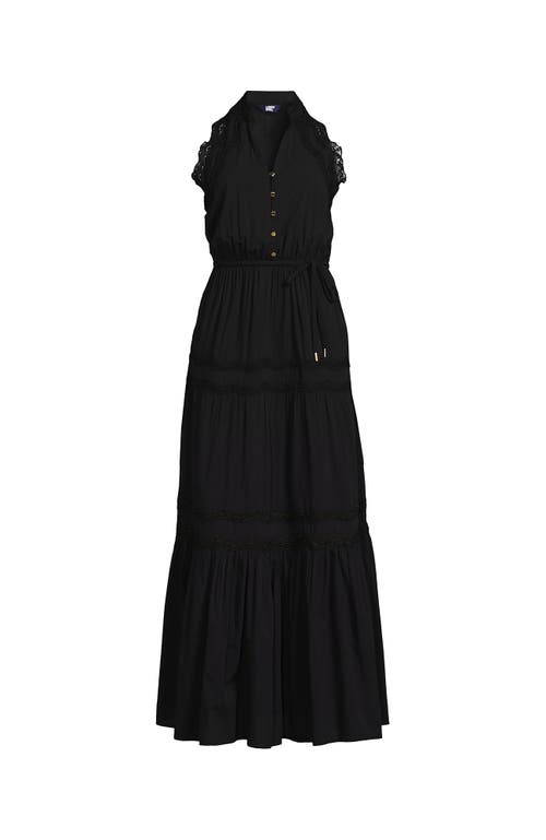 LANDS' END LANDS' END COTTON VOILE HALTER TIERED MAXI DRESS