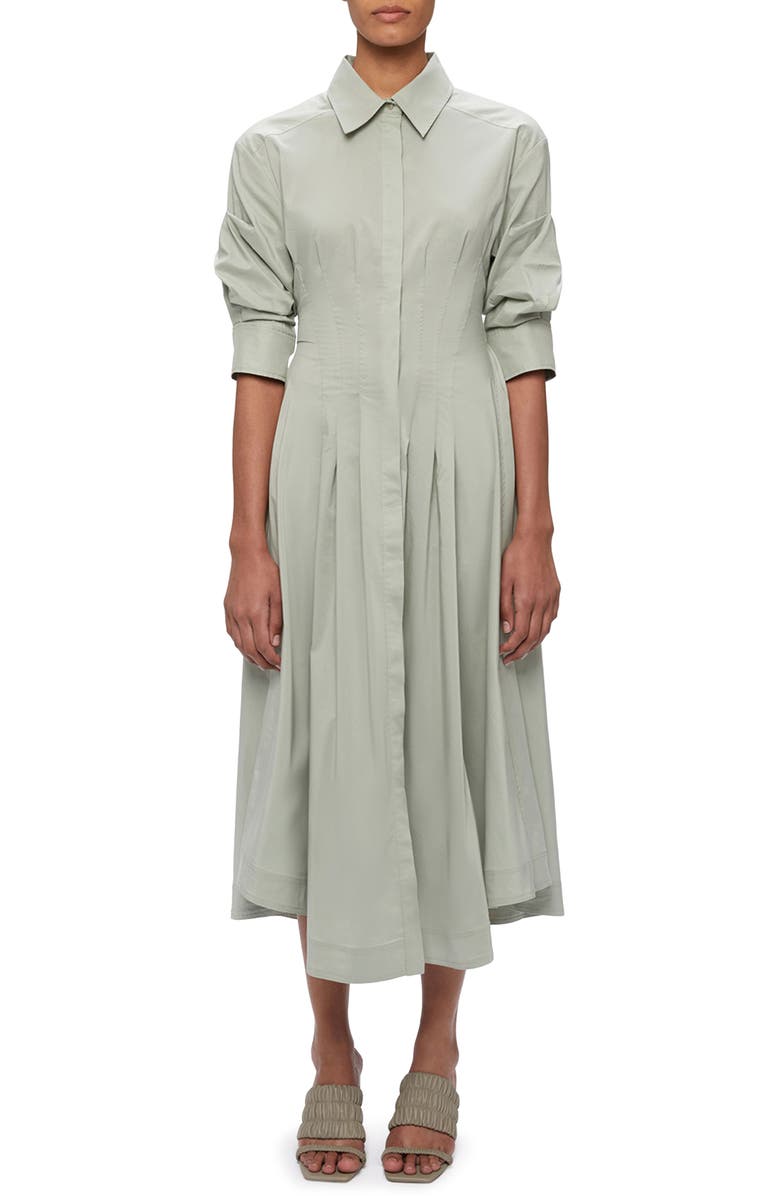 Simkhai Jazz Pintuck Pleat Cotton Blend Poplin Shirtdress, Main, color, 
