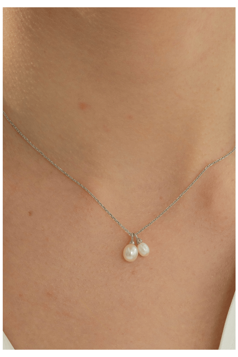Sterling Silver 18k Gold Plated Maisie Pearl Necklace Delicate Gift, Alternate, color, Silver