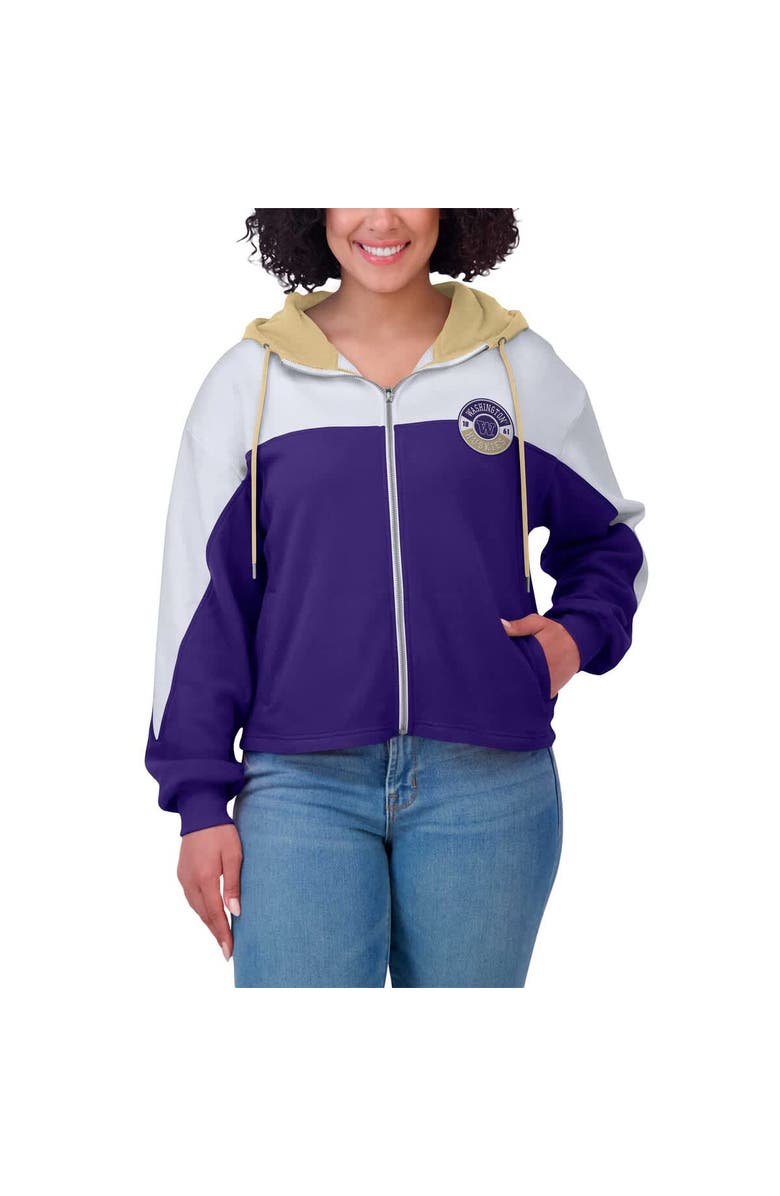WEAR by Erin Andrews Women's WEAR by Erin Andrews Purple Washington Huskies Color-Block Full-Zip Hoodie, Alternate, color, 
