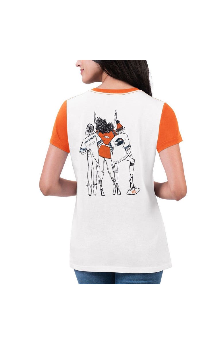 G-III 4HER BY CARL BANKS Women's G-III 4Her by Carl Banks White/Orange Denver Broncos Fashion Illustration T-Shirt, Alternate, color, White