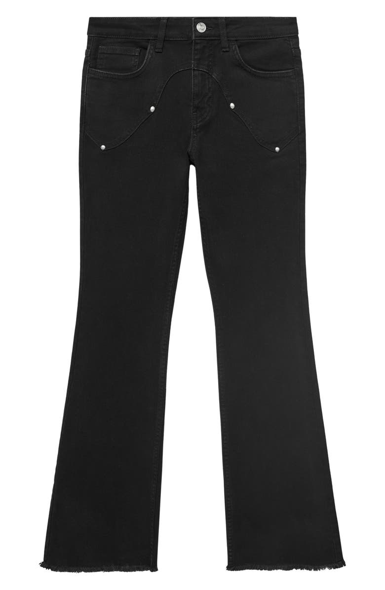 MANGO TEEN Low Rise Stud Flare Jeans, Alternate, color, Black Denim