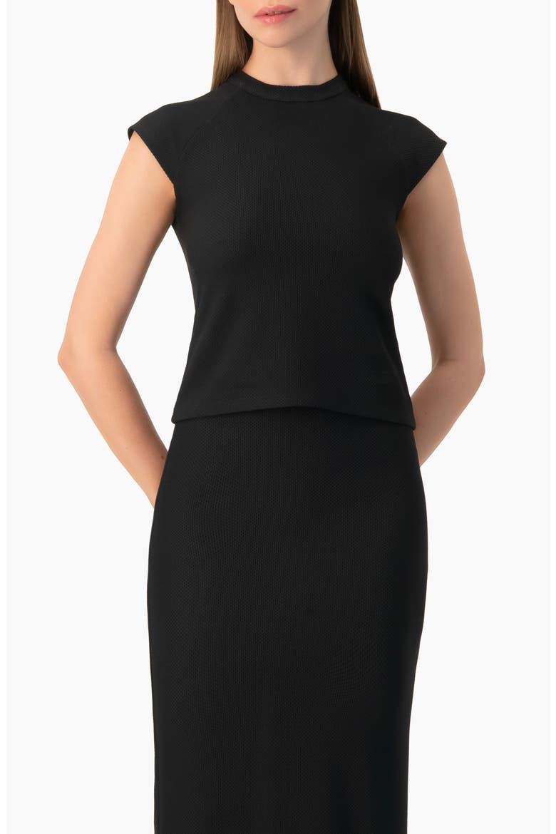 Stretch Knit Mock-Neck Sleeveless Fitted Top, Main, color, Black