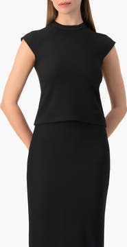 IVONNE Stretch Knit Mock-Neck Sleeveless Fitted Top