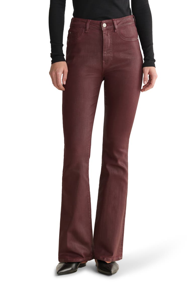 NAO Coated High Waist Bootcut Jeans, Main, color, COATED OXBLOOD