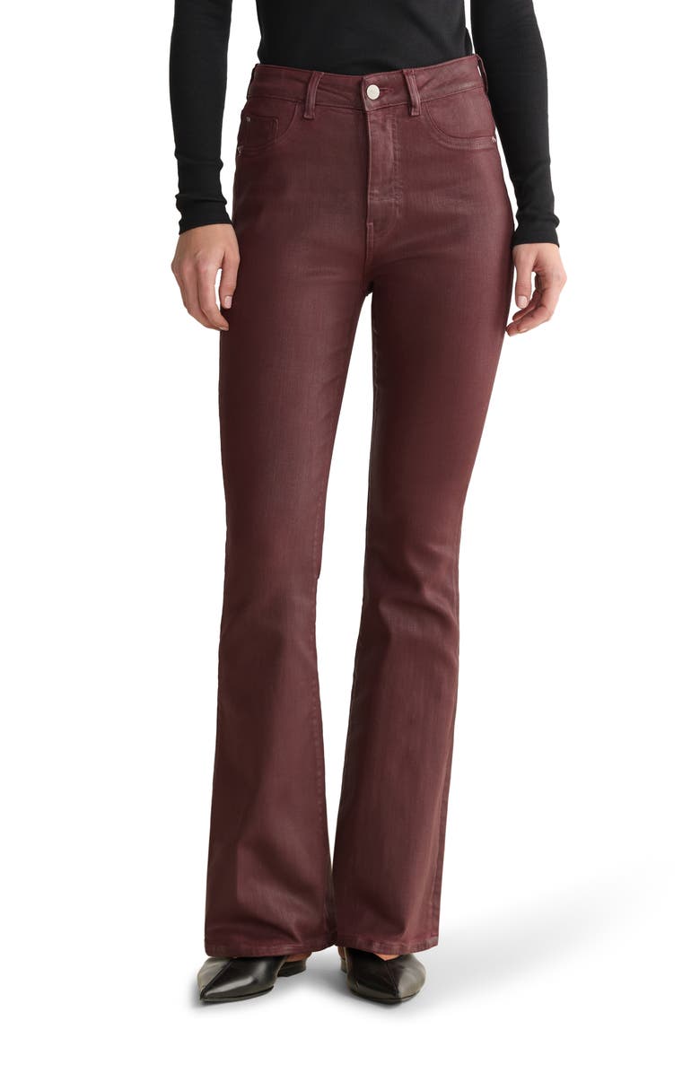 WARP+WEFT NAO Coated High Waist Bootcut Jeans, Main, color, Coated Oxblood