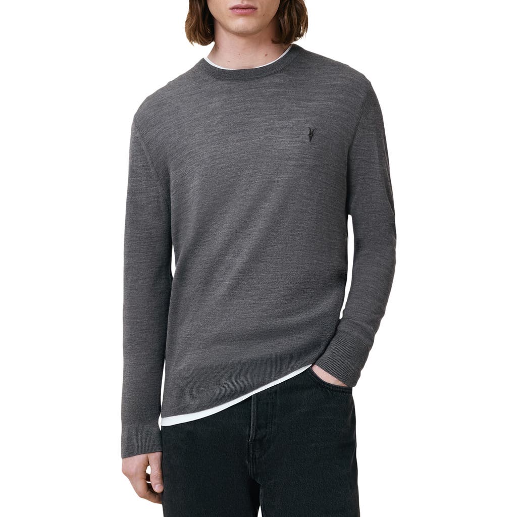 Shop Allsaints Mode Merino Wool Crewneck Sweater In Monument Grey