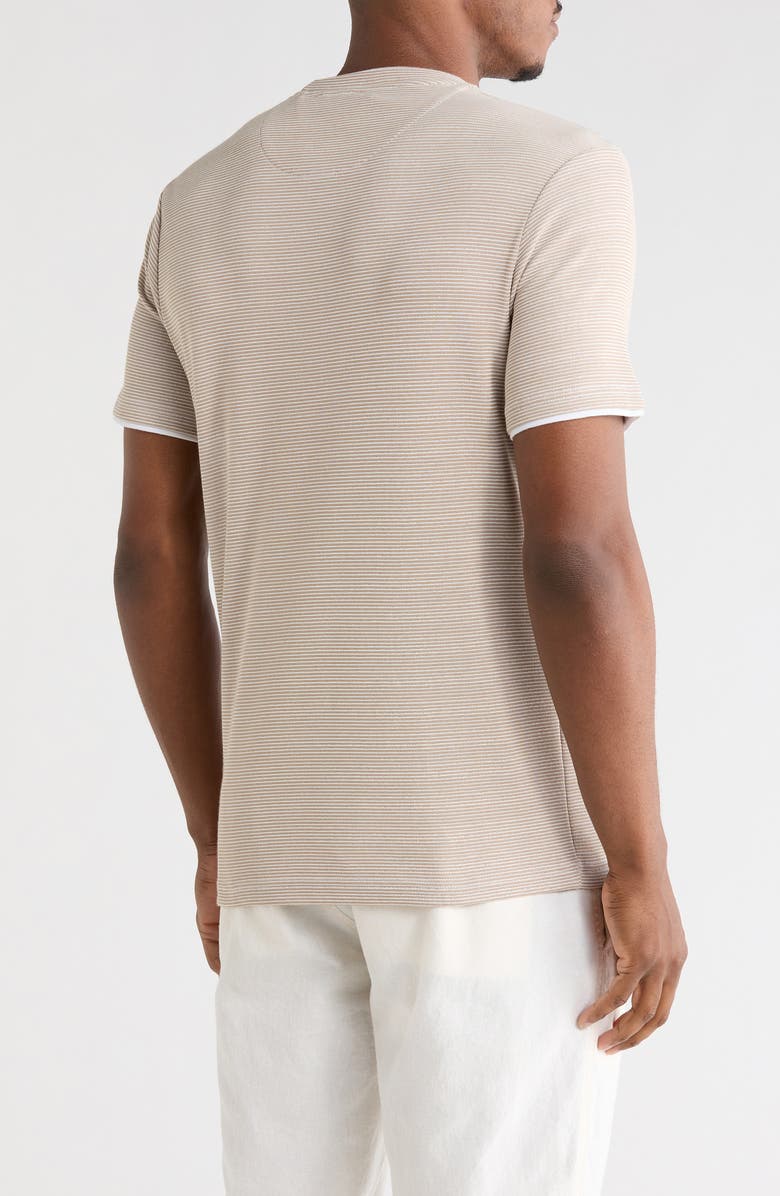 DENIM AND FLOWER Textured Horizontal Stripe T-Shirt, Alternate, color, Sand