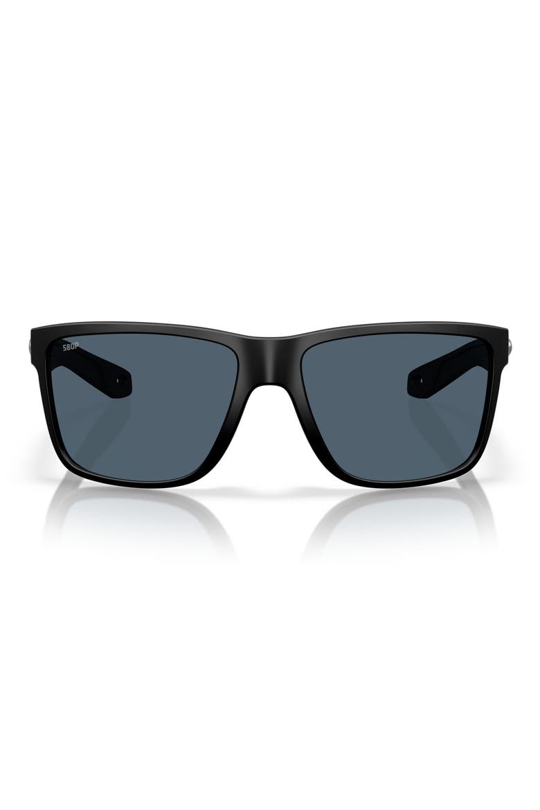 Broadbill II 58mm Polarized Rectangular Sunglasses, Main, color, MATTE BLACK/ GRAY 580P