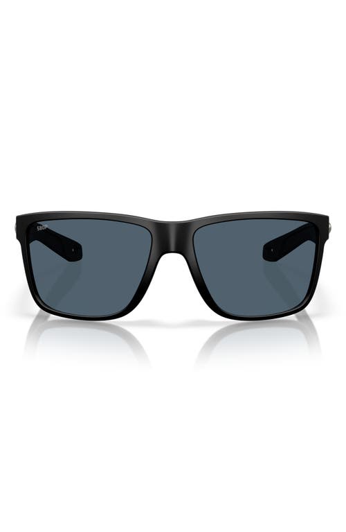 Costa Del Mar Broadbill Ii 58mm Polarized Rectangular Sunglasses In Matte Black/gray 580p