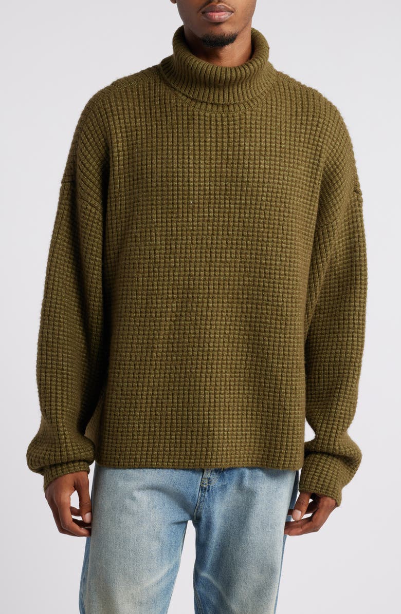 Fear of God Essentials Gender Inclusive Heavy Waffle Knit Turtleneck Sweater, Main, color, 